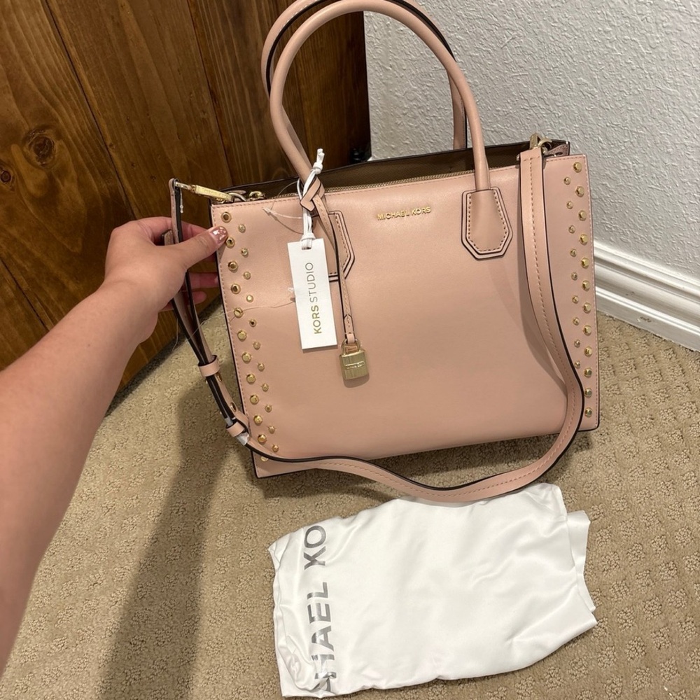 Michael Kors Blush Pink Studded Satchel - Picture 2 of 7